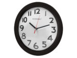 Horloge q-connect murale plastique design actuel numéros noirs fond blanc 1 pile aa non fournie diamètre 30cm noir – Image 3