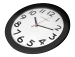 Horloge q-connect murale plastique design actuel numéros noirs fond blanc 1 pile aa non fournie diamètre 30cm noir – Image 5