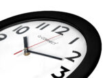 Horloge q-connect murale plastique design actuel numéros noirs fond blanc 1 pile aa non fournie diamètre 30cm noir – Image 9