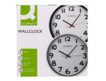 Horloge q-connect murale plastique design actuel numéros noirs fond blanc 1 pile aa non fournie diamètre 34cm chromé – Image 5