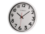 Horloge q-connect murale plastique design actuel numéros noirs fond blanc 1 pile aa non fournie diamètre 34cm chromé – Image 3