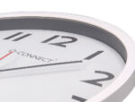 Horloge q-connect murale plastique design actuel numéros noirs fond blanc 1 pile aa non fournie diamètre 34cm chromé – Image 6