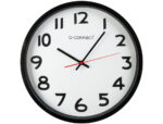 Horloge q-connect murale plastique design actuel numéros noirs fond blanc 1 pile aa non fournie diamètre 34cm noir – Image 2