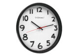 Horloge q-connect murale plastique design actuel numéros noirs fond blanc 1 pile aa non fournie diamètre 34cm noir – Image 5