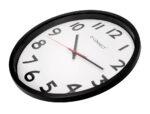 Horloge q-connect murale plastique design actuel numéros noirs fond blanc 1 pile aa non fournie diamètre 34cm noir – Image 7