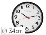 Horloge q-connect murale plastique design actuel numéros noirs fond blanc 1 pile aa non fournie diamètre 34cm noir