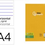 Bloc-notes liderpapel encollé a4 210x297mm 50f 60g/m2 ligné marge feuilles jaunes