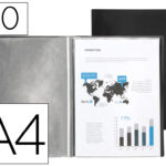 Protège-documents liderpapel polypropylène couverture flexible 20 pochettes fixes a4 210x297mm noir opaque