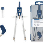Compas liderpapel micrométrique articulé 2 branches circonférence 38cm longueur 17cm bague mines 2mm étui