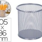 Pot à crayons q-connect maille métallique hauteur 105mm diamètre 86mm coloris argent