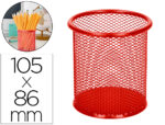 Pot à crayons q-connect maille métallique hauteur 105mm diamètre 86mm coloris rouge