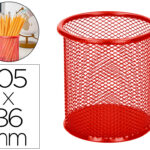 Pot à crayons q-connect maille métallique hauteur 105mm diamètre 86mm coloris rouge