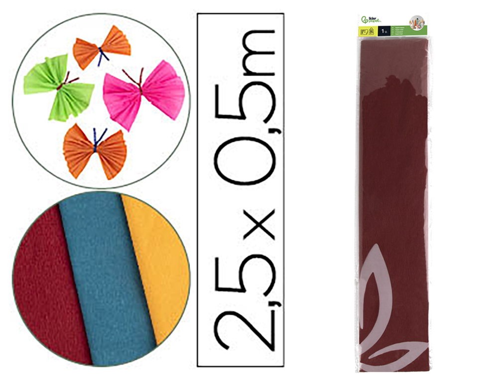 924268g-1.jpg Papier crépon liderpapel 34g/m2 50cmx2.5m unicolore bordeaux – Image 1