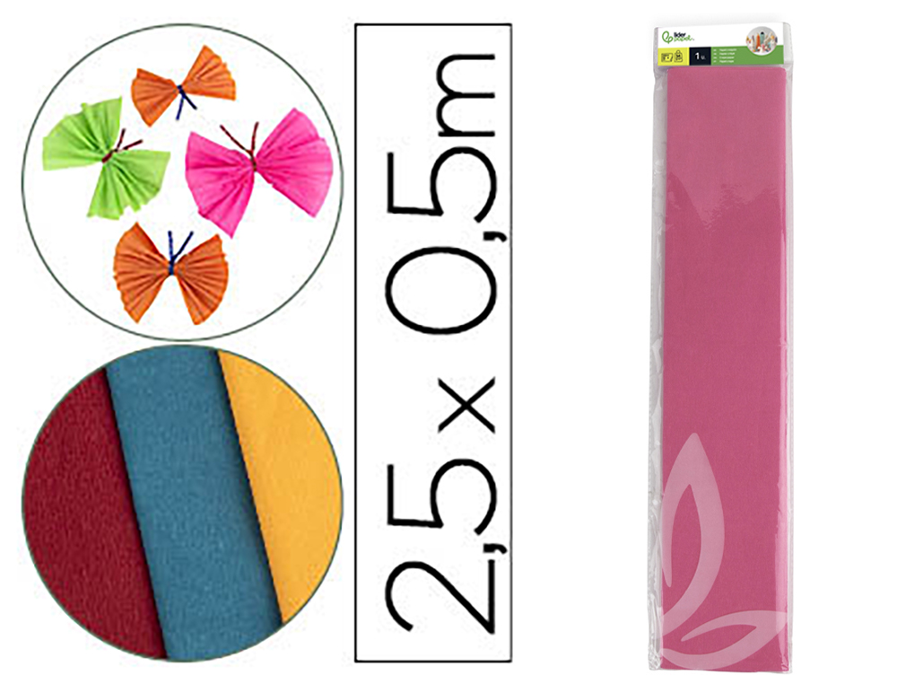 924270g-1.jpg Papier crépon liderpapel 34g/m2 50cmx2.5m unicolore rose – Image 1