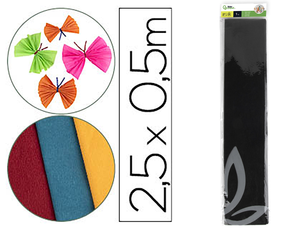 924280g-1.jpg Papier crépon liderpapel 34g/m2 50cmx2.5m unicolore noir – Image 1