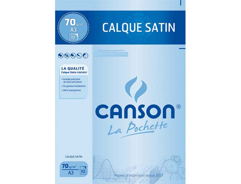 Papier calque canson crayon encre dessin industriel 70/75g a3 420x297mm pochette 10f
