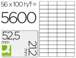 Étiquette adhésive q-connect 52.5x21.2mm coins droits imprimante jet encre laser copieur boîte 100 feuilles 5600 unités