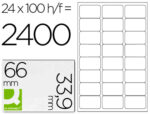 Étiquette adhésive q-connect 66x33.9mm coins arrondis imprimante jet encre laser copieur boîte 100 feuilles 2400 unités