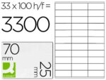 Étiquette adhésive q-connect 70x25mm coins droits imprimante jet d'encre laser copieur boîte 100 feuilles 3300 unités
