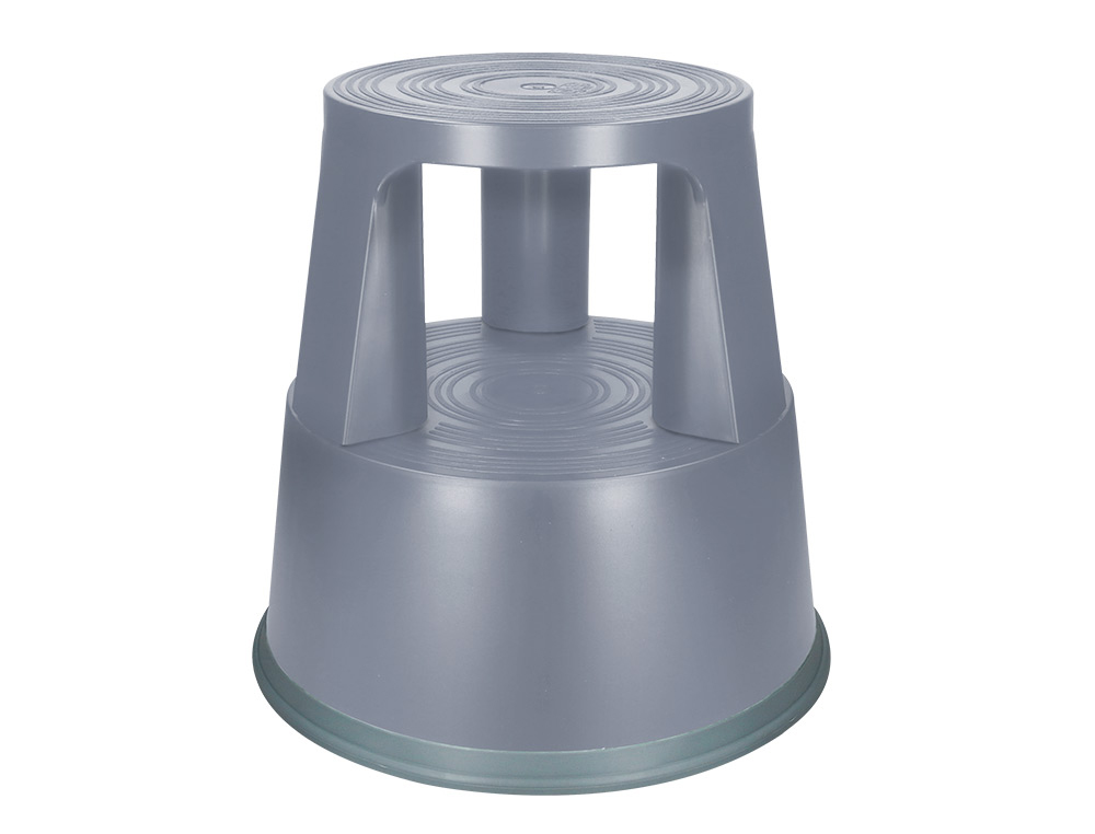 925381g-1.jpg Tabouret q-connect plastique roues caoutchouc rétractables 2 niveaux base 44cm hauteur 43cm poids 2.9kg coloris gris – Image 1