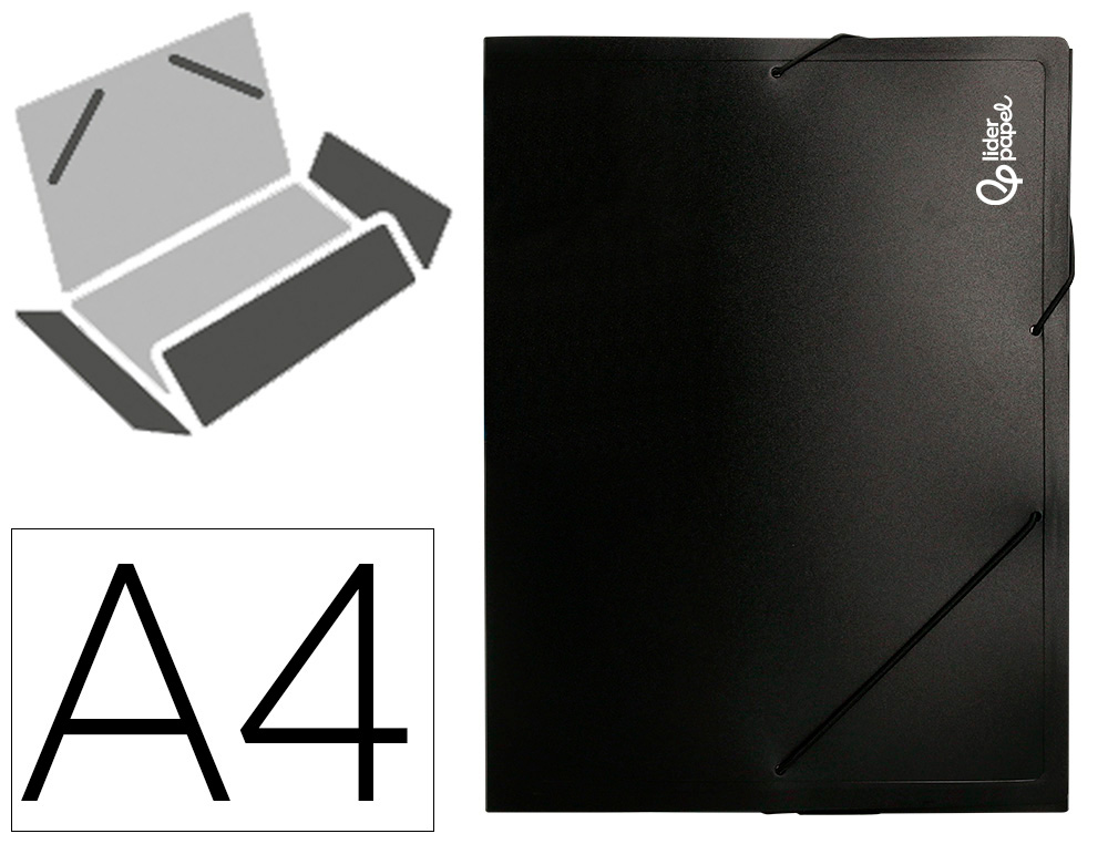925624g-1.jpg Boîte classement polypropylène liderpapel chemise dos rigide 50mm a4 210x297mm 750 microns opaque noir – Image 1