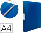 Classeur liderpapel 4 anneaux 25mm a4 260x315mm polypropylène dos 40mm porte-cartes visite coloris bleu translucide