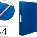 Classeur liderpapel 4 anneaux 25mm a4 260x315mm polypropylène dos 40mm porte-cartes visite coloris bleu translucide