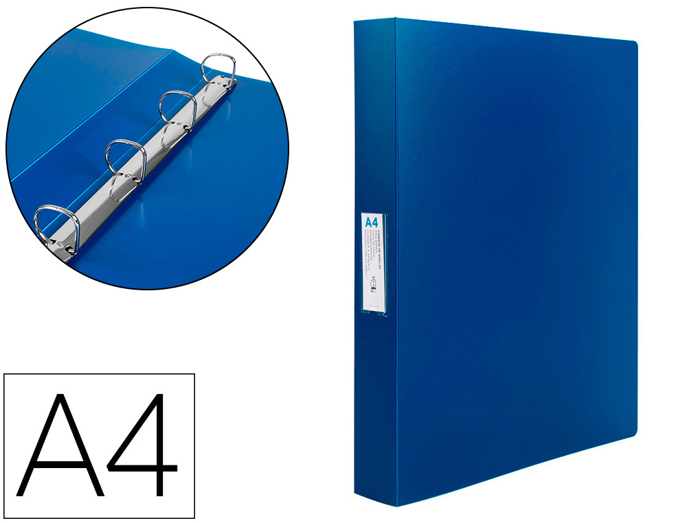 925626g-1.jpg Classeur liderpapel 4 anneaux 25mm a4 260x315mm polypropylène dos 40mm porte-cartes visite coloris bleu translucide – Image 1