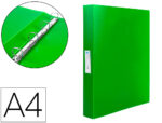 Classeur liderpapel 4 anneaux 25mm a4 260x315mm polypropylène dos 40mm porte-cartes visite coloris vert translucide