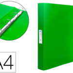 Classeur liderpapel 4 anneaux 25mm a4 260x315mm polypropylène dos 40mm porte-cartes visite coloris vert translucide