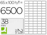 Étiquette adhésive q-connect 38.1x21.2mm coins arrondis imprimante jet d'encre laser copieur 100 feuilles 6500 unités