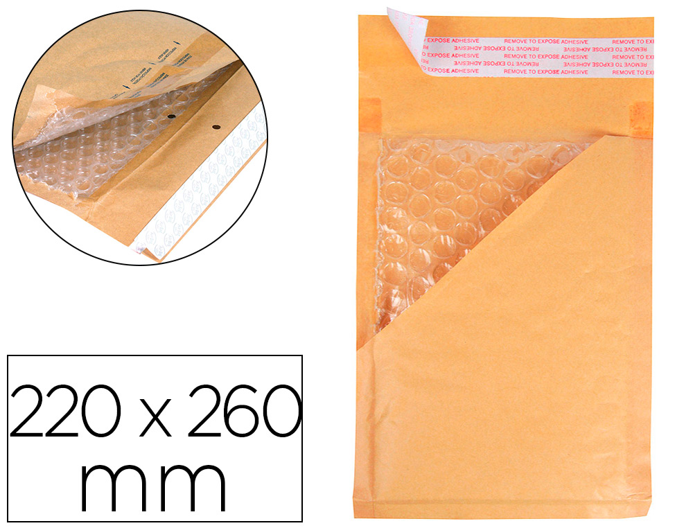 926014g-1.jpg Pochette bulles d'air q-connect 220x260mm 82g kraft matelasse rabat droit auto-adhesive sans fenetre – Image 1