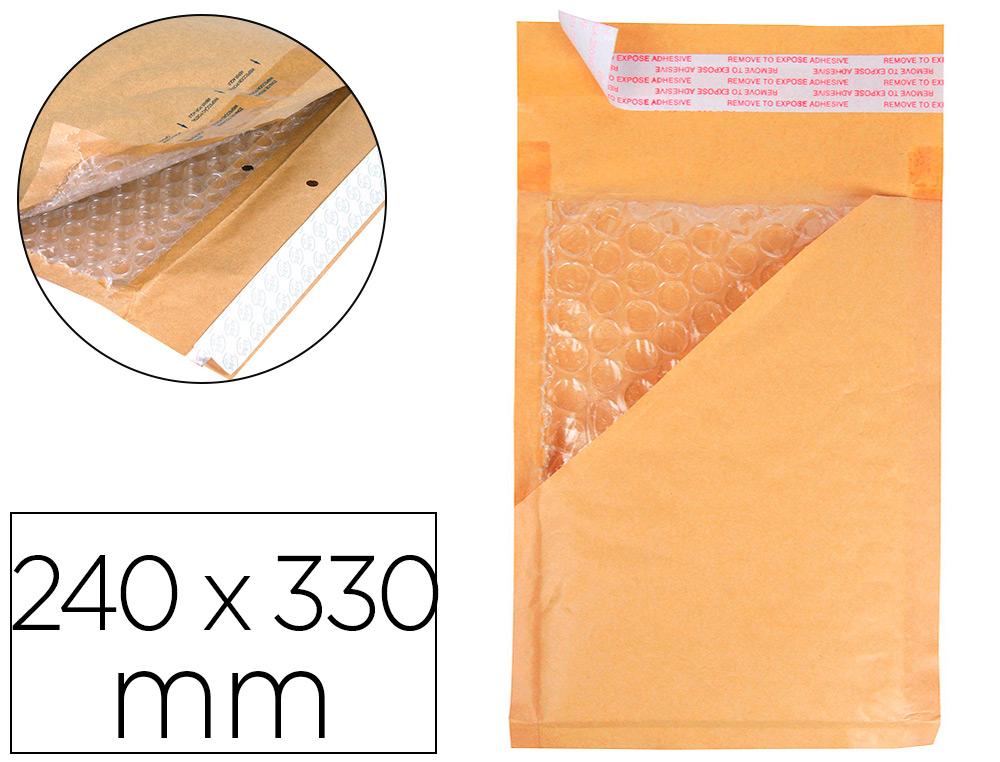 926016g-1.jpg Pochette bulles d'air q-connect 240x330mm 82g kraft matelasse rabat droit auto-adhesive sans fenetre – Image 1