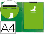 Porte-bloc q-connect plastique épaisseur 3mm a4 210x297mm porte-stylo pince coloris vert