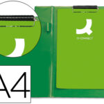 Porte-bloc q-connect plastique épaisseur 3mm a4 210x297mm porte-stylo pince coloris vert