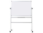 Tableau blanc q-connect à roulettes mélaminé double face pivotant cadre aluminium surface laquée ample auget 120x90cm – Image 2