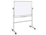 Tableau blanc q-connect à roulettes mélaminé double face pivotant cadre aluminium surface laquée ample auget 120x90cm – Image 3
