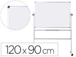 Tableau blanc q-connect à roulettes mélaminé double face pivotant cadre aluminium surface laquée ample auget 120x90cm