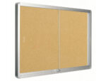 Vitrine q-connect cadre aluminium fond liège portes coulissantes méthacrylate serrure fixation mur 9f a4 100x80x6cm – Image 2