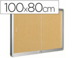 Vitrine q-connect cadre aluminium fond liège portes coulissantes méthacrylate serrure fixation mur 9f a4 100x80x6cm