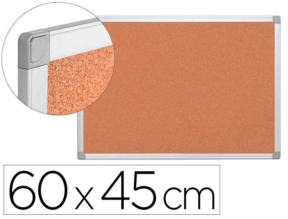 926366g-1.jpg Tableau liège q-connect mural cadre aluminium résistance humidité accessoires fixation mur 1mm épaisseur 60x45cm – Image 1