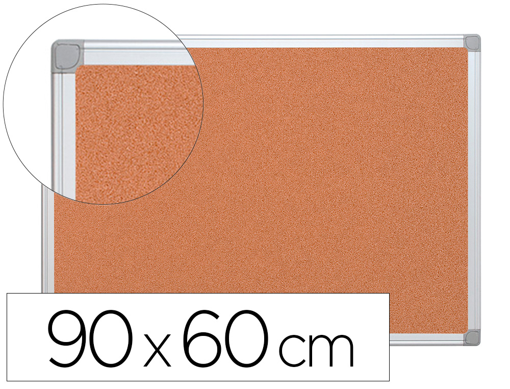 926367g-1.jpg Tableau liège q-connect mural cadre aluminium résistance humidité accessoires fixation mur 1mm épaisseur 90x60cm – Image 1