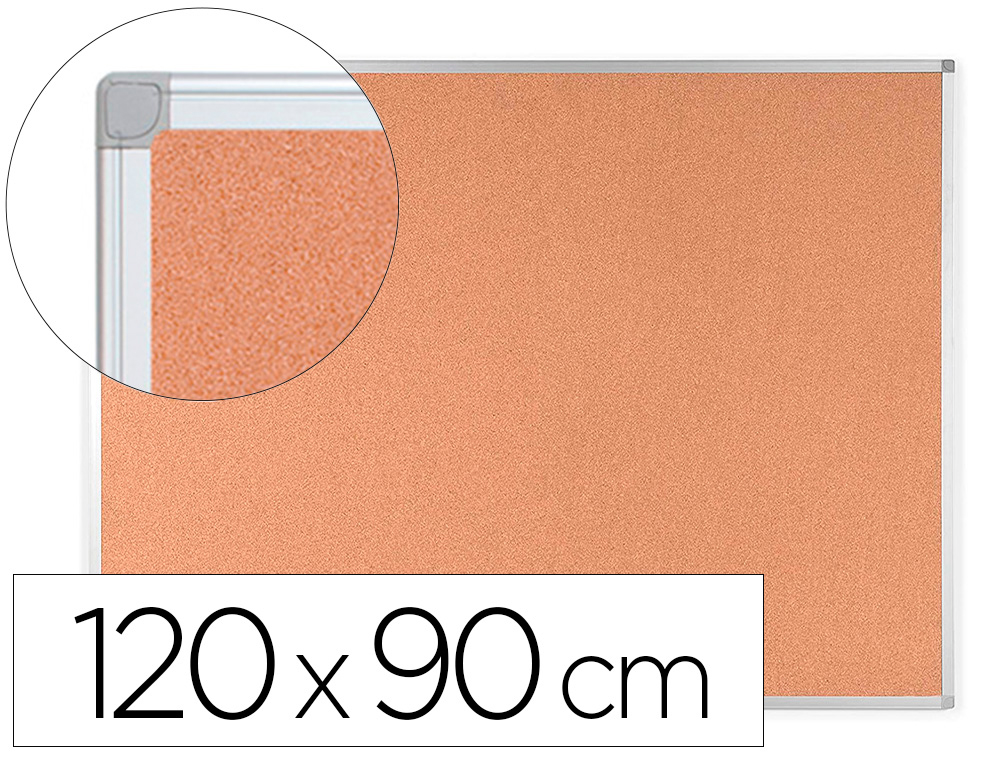 926368g-1.jpg Tableau liège q-connect mural cadre aluminium résistance humidité accessoires fixation mur 1mm épaisseur 120x90cm – Image 1