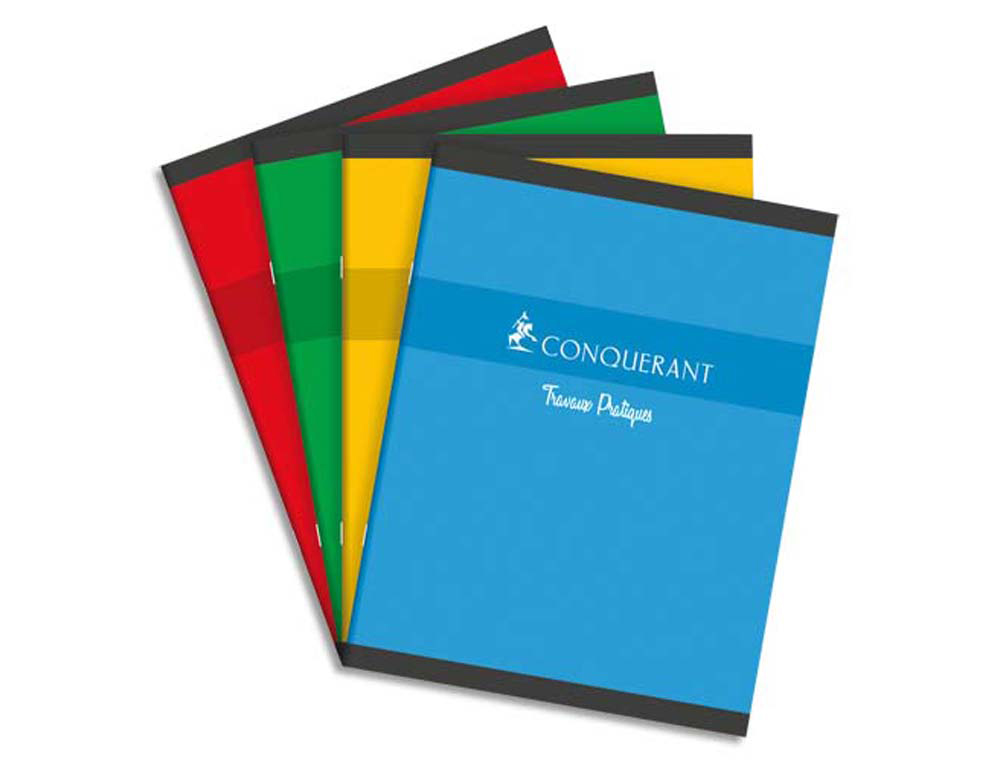 Cahier travaux pratiques piqué conquérant sept couverture offset a5+ 17x22cm 96 pages 70g 48 séyès/48 unies
