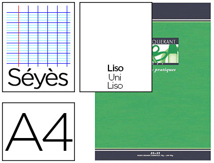 Cahier travaux pratiques piqué conquérant sept couverture offset a4 21x29,7cm 64 pages 70g 32 séyès/32 unies dessin 120g