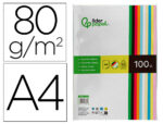 Papier couleur liderpapel multifonction a4 80g/m2 10 coloris assortis paquet 100 feuilles