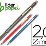 Porte-mine liderpapel plastique grafo 2mm rétractable clip métallique contient mines et taille-mines