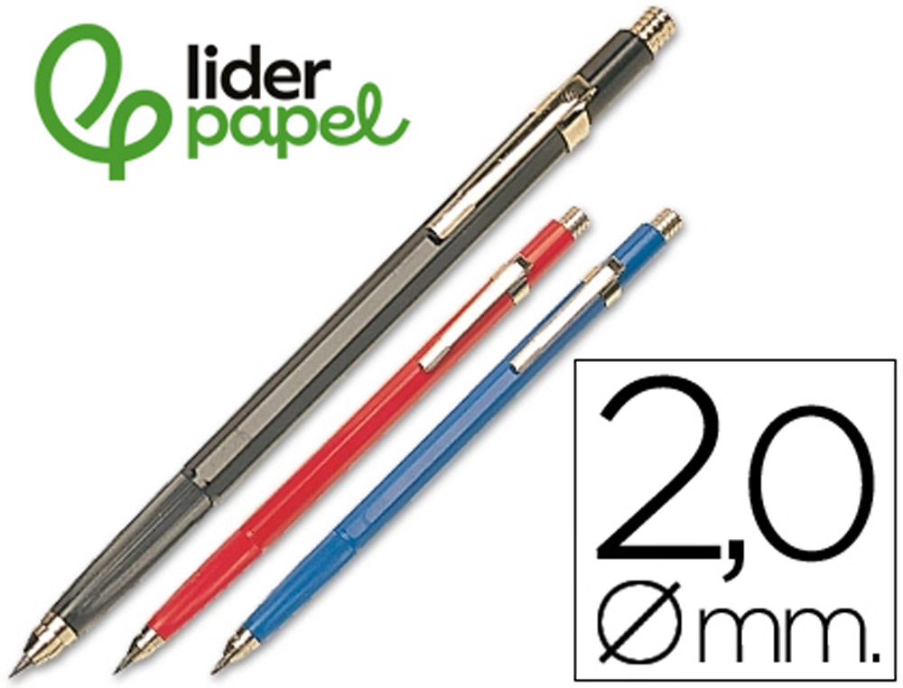 928337g-1.jpg Porte-mine liderpapel plastique grafo 2mm rétractable clip métallique contient mines et taille-mines – Image 1