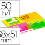 Bloc-notes q-connect couleurs néon 38x51mm 80f repositionnables coloris assortis 4 blocs