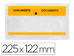 Pochette porte-documents q-connect 225x122mm auto-adhesive transparente texte francais allemand boite 100 unites